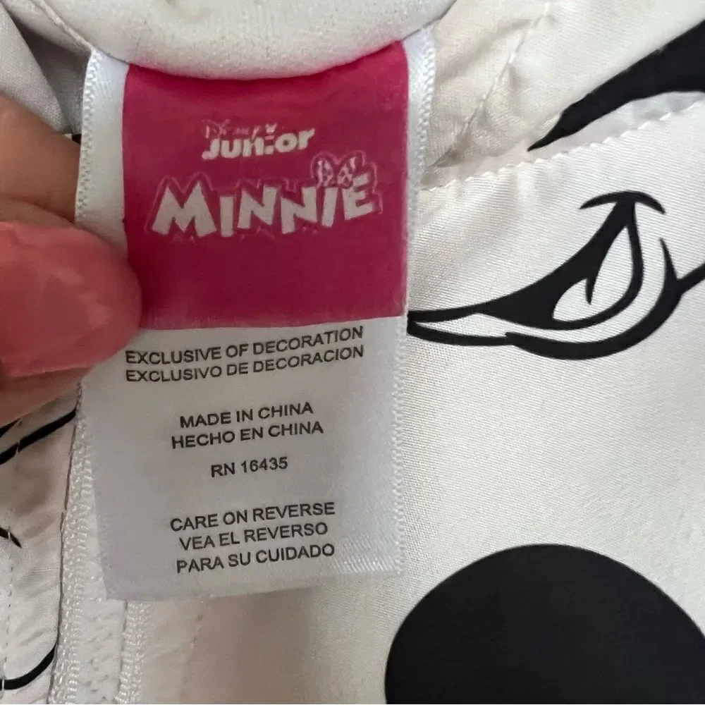 Disney Minnie Mouse Red and White Jacket Windbreaker White Red Black Hood Bow